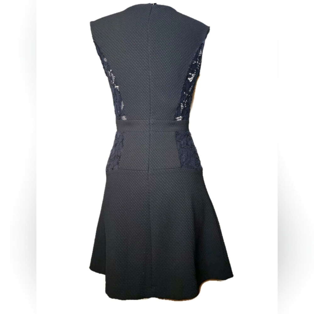Sandro Paris Reda Black Sleeveless Lace Inset Dress Size 4 - Picture 3 of 10